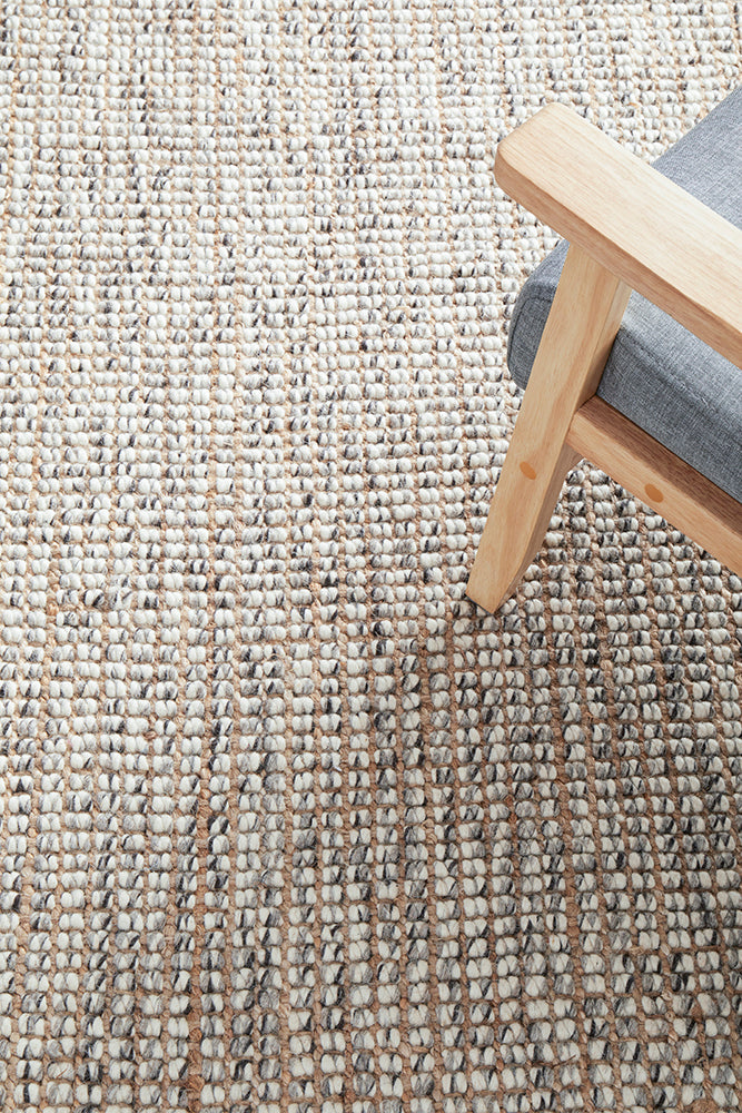 Vivonne Grey Wool & Jute Runner Rug