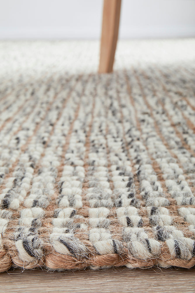 Vivonne Grey Wool & Jute Runner Rug