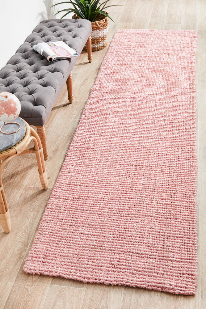 Gerringong Pink Jute & Cotton Runner Rug