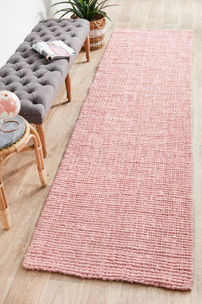 Gerringong Pink Jute & Cotton Runner Rug