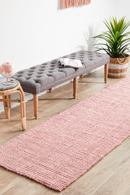 Gerringong Pink Jute & Cotton Runner Rug