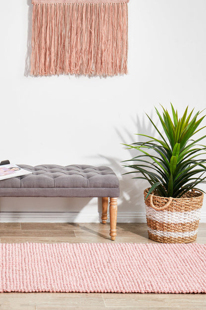 Gerringong Pink Jute & Cotton Runner Rug