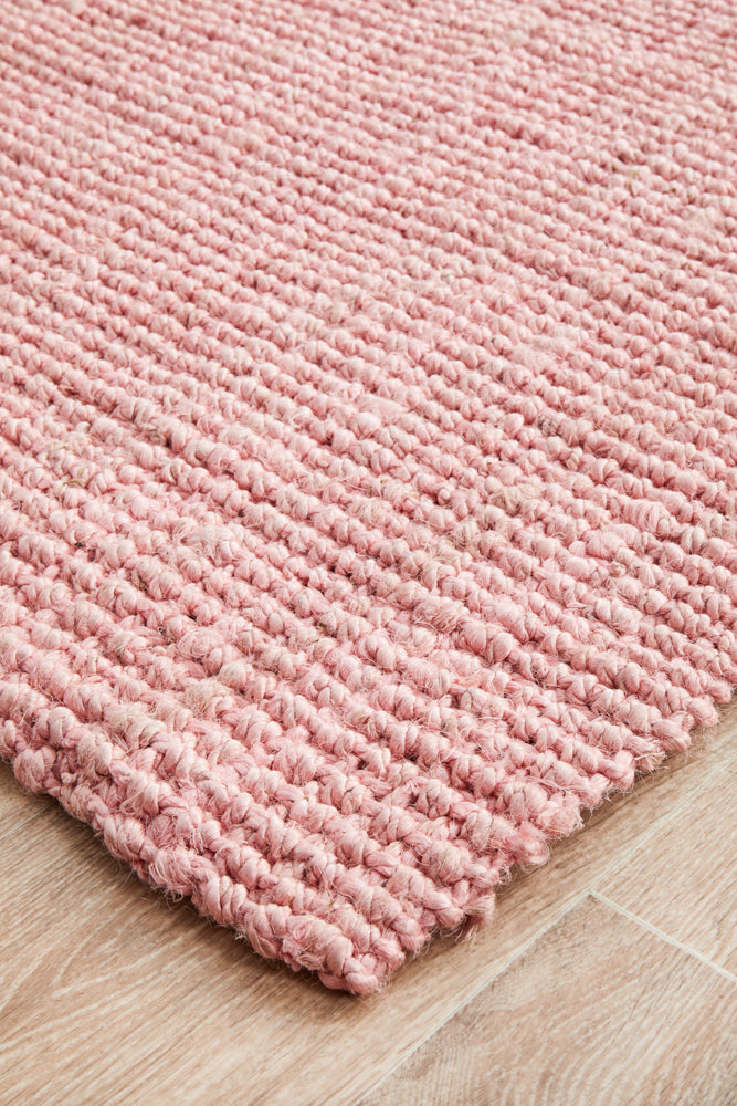 Gerringong Pink Jute & Cotton Runner Rug