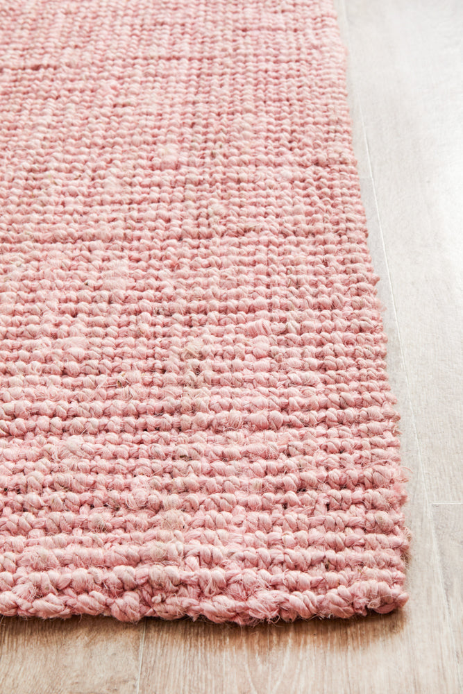 Gerringong Pink Jute & Cotton Runner Rug