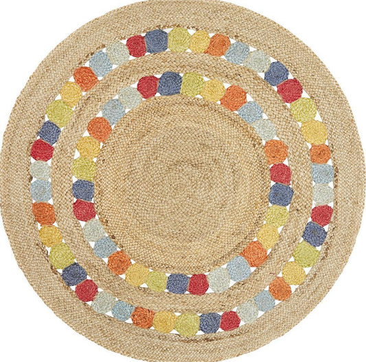 Gerringong Medley Multicolor Jute & Cotton Round Rug