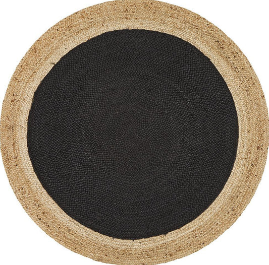 Gerringong Black Jute & Cotton Round Rug