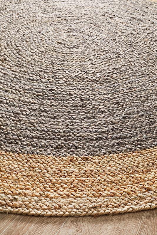 Gerringong Charcoal Grey Jute & Cotton Round Rug