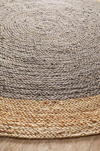 Gerringong Charcoal Grey Jute & Cotton Round Rug