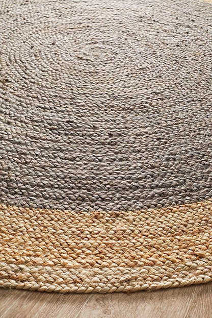 Gerringong Charcoal Grey Jute & Cotton Round Rug