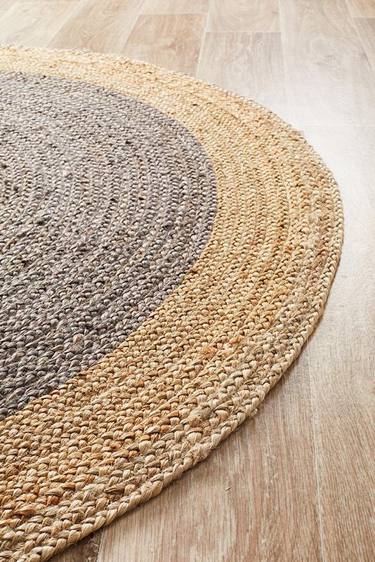 Gerringong Charcoal Grey Jute & Cotton Round Rug