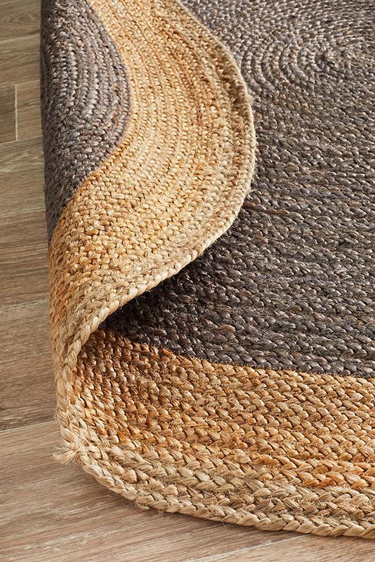 Gerringong Charcoal Grey Jute & Cotton Round Rug