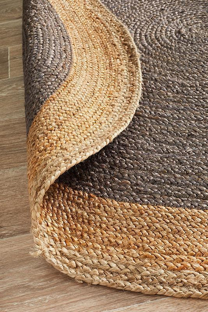 Gerringong Charcoal Grey Jute & Cotton Round Rug