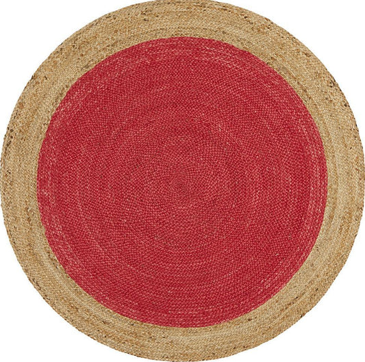 Gerringong Cherry Red Jute & Cotton Round Rug