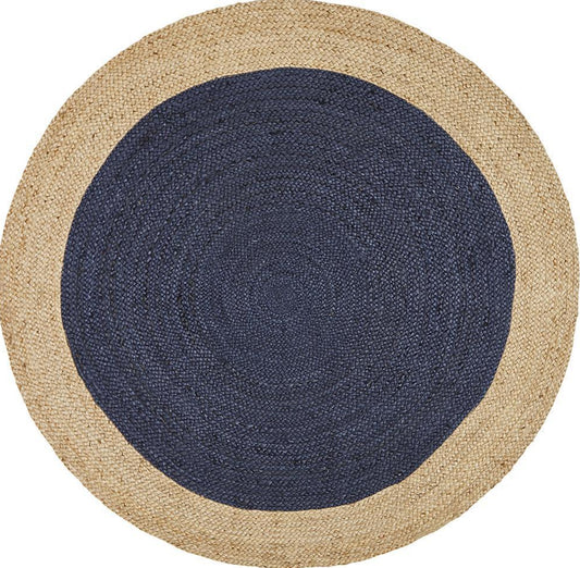 Gerringong Navy Jute & Cotton Round Rug