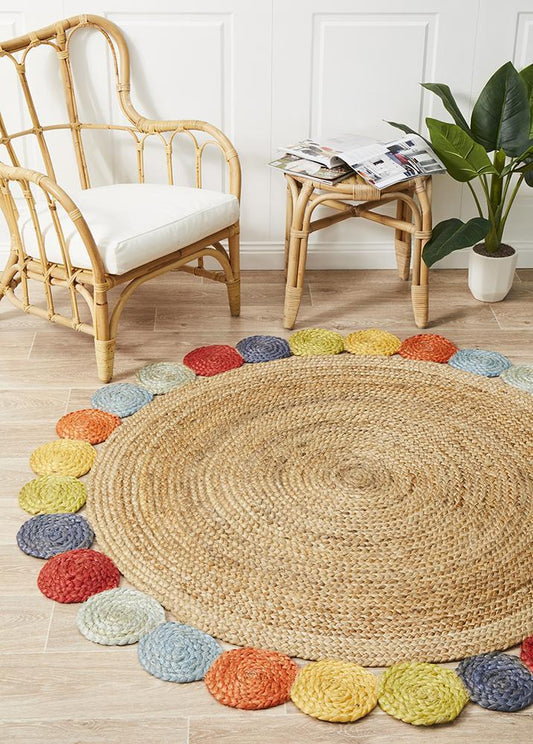 Gerringong Palette Multicolor Jute & Cotton Round Rug