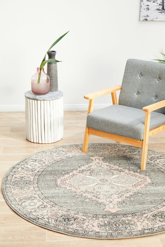 Kiama Ash Grey Round Rug