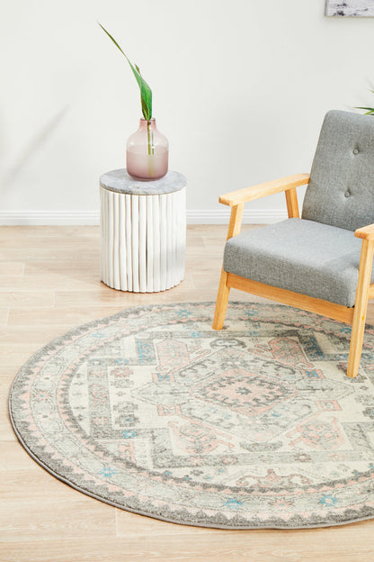 Kiama Silver Round Rug