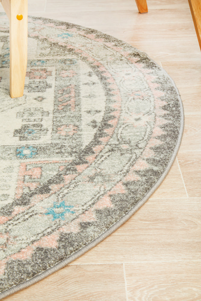Kiama Silver Round Rug