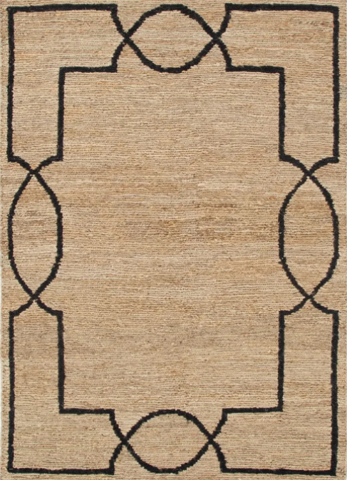 Augusta Brown Black Jute Rug — natural woven fibre, The Inspire Home
