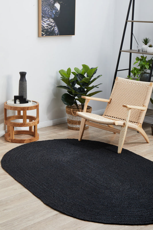 Bawley Black Jute Oval Rug