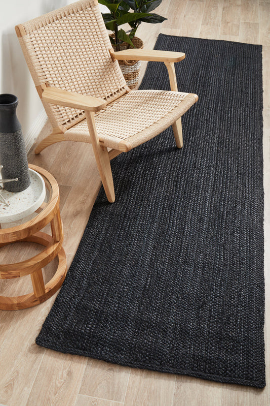 Bawley Black Jute Runner Rug