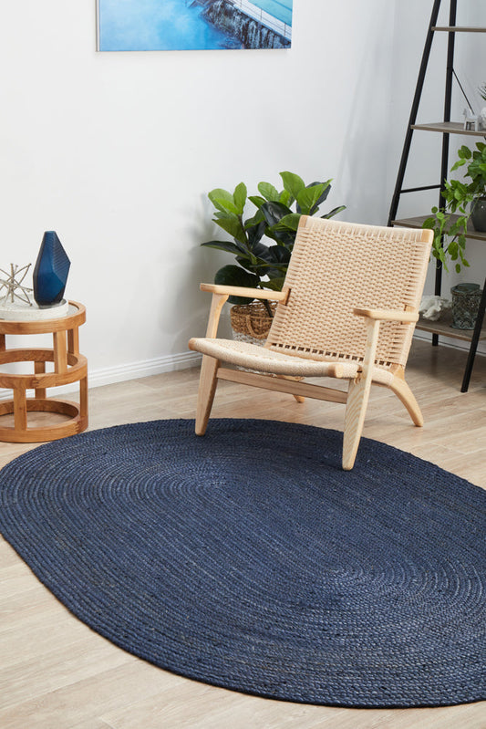 Bawley Navy Jute Oval Rug