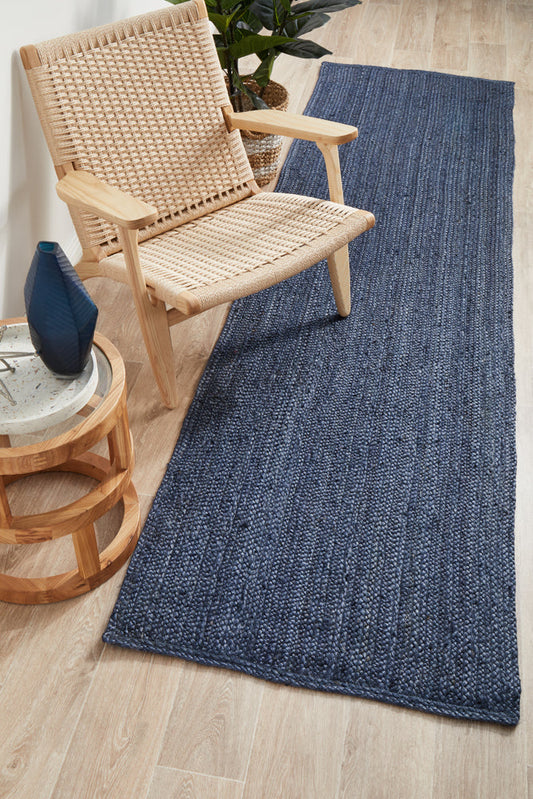 Bawley Navy Jute Runner Rug