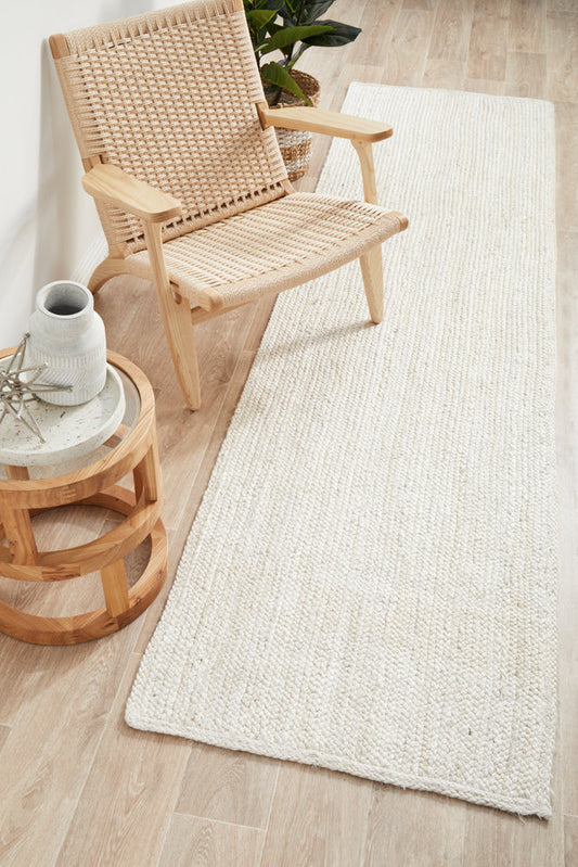 Bawley White Jute Runner Rug