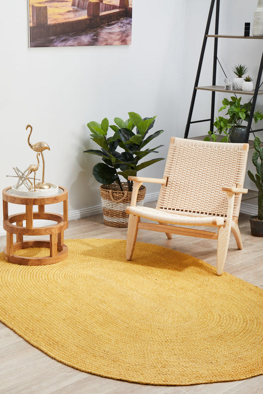 Bawley Yellow Jute Oval Rug