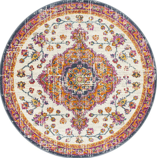 Dorrigo White Multicolor Round Rug