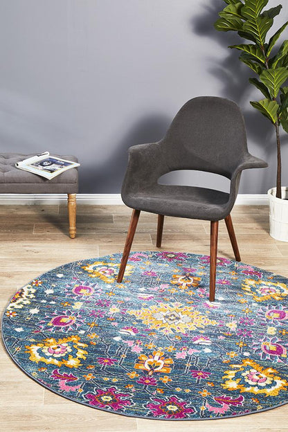 Dorrigo Multicolor Blue Round Rug