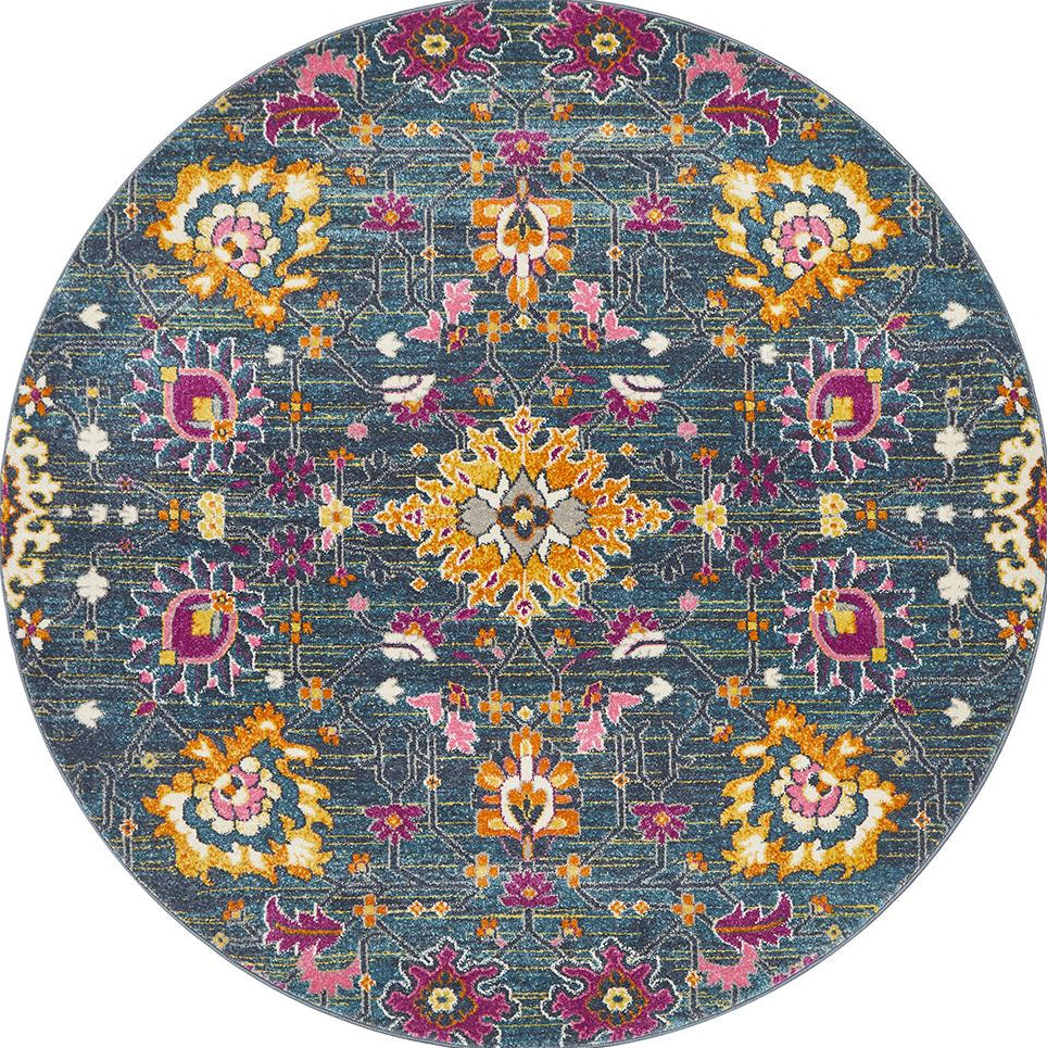 Dorrigo Multicolor Blue Round Rug