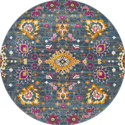 Dorrigo Multicolor Blue Round Rug