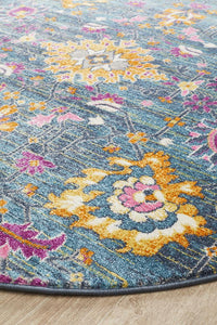 Dorrigo Multicolor Blue Round Rug