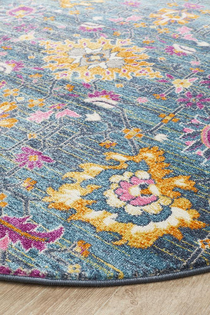 Dorrigo Multicolor Blue Round Rug