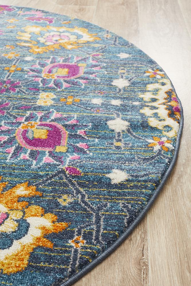 Dorrigo Multicolor Blue Round Rug