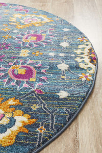 Dorrigo Multicolor Blue Round Rug