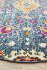 Dorrigo Multicolor Blue Round Rug