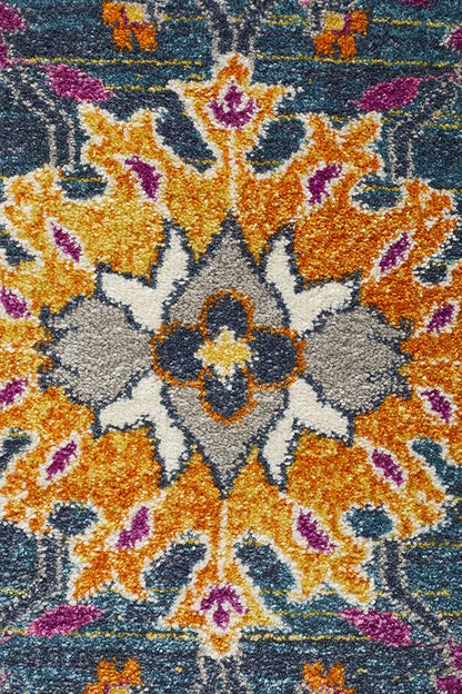 Dorrigo Multicolor Blue Round Rug