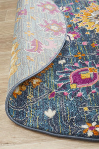 Dorrigo Multicolor Blue Round Rug