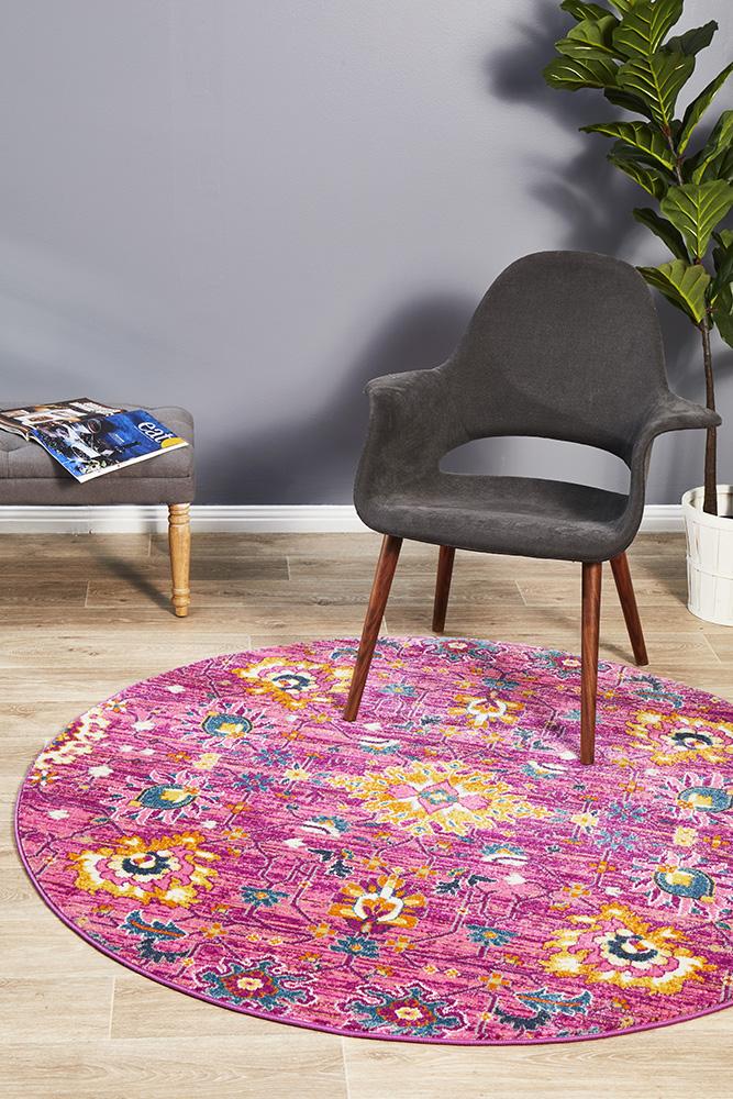 Dorrigo Fuchsia Purple Round Rug