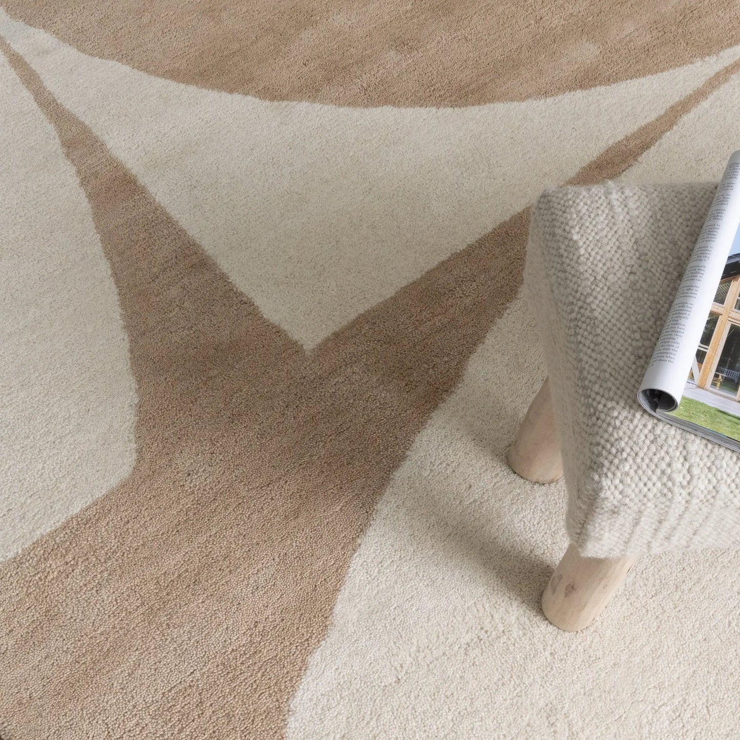 Belair Ivory & Brown Wool Rug