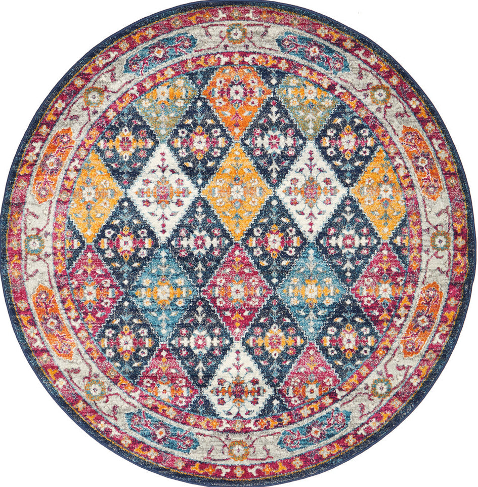 Ulladulla Navy Multicolor Round Rug