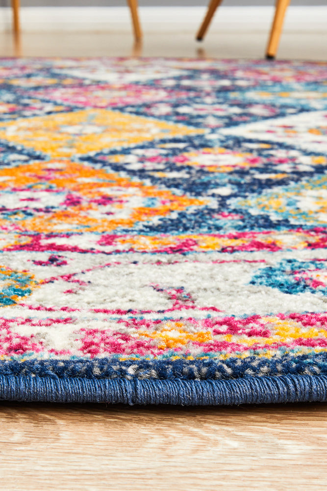 Ulladulla Navy Multicolor Round Rug