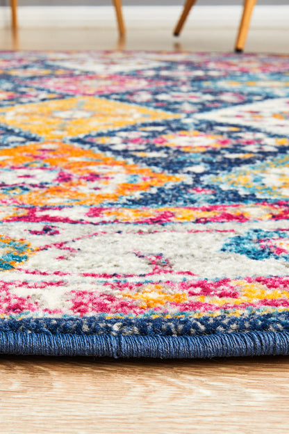 Ulladulla Navy Multicolor Round Rug