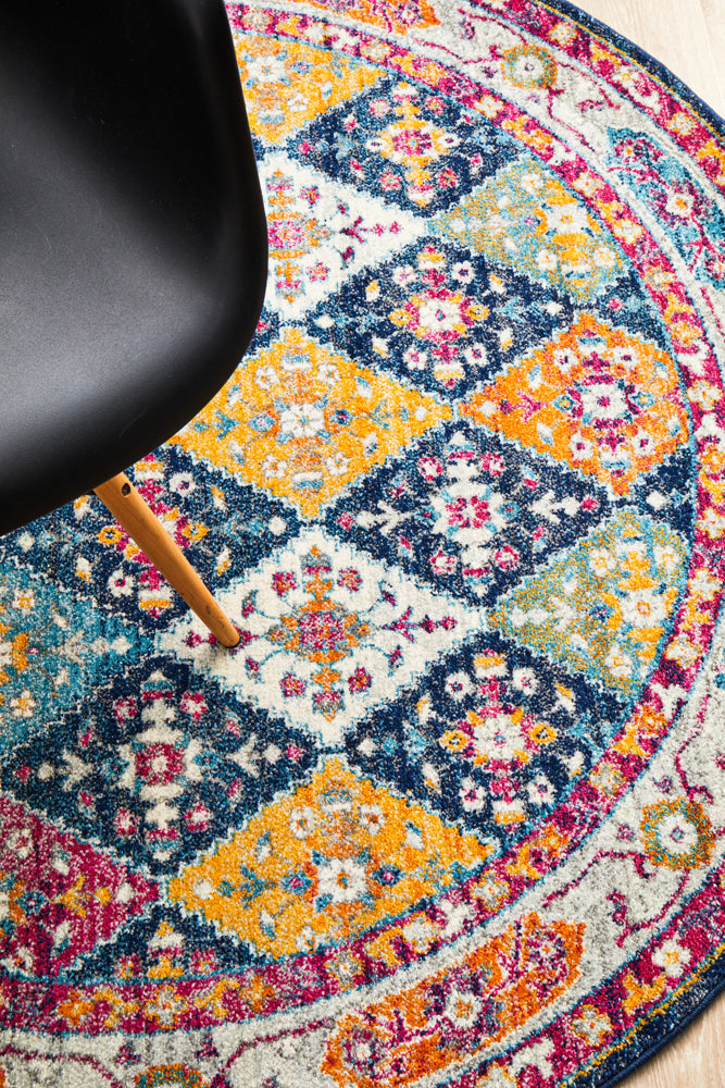 Ulladulla Navy Multicolor Round Rug