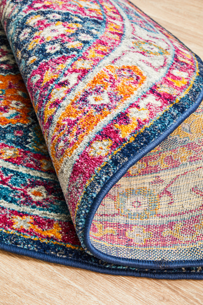 Ulladulla Navy Multicolor Round Rug