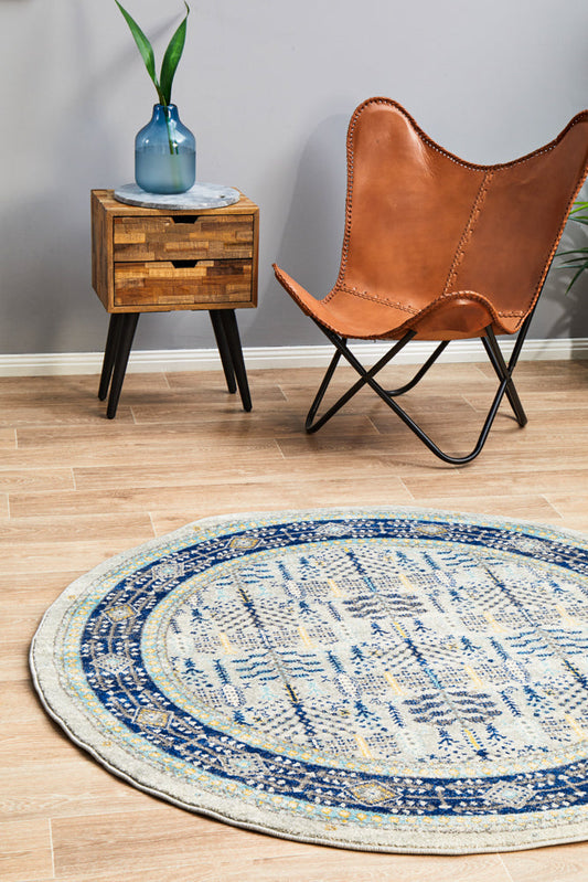 Ulladulla Denim Blue Round Rug