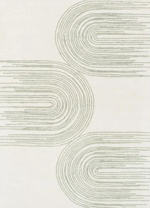 Cabarita Ivory & Green Wool Rug