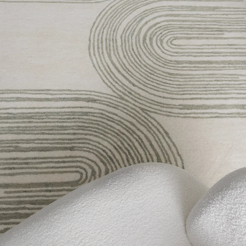 Cabarita Ivory & Green Wool Rug